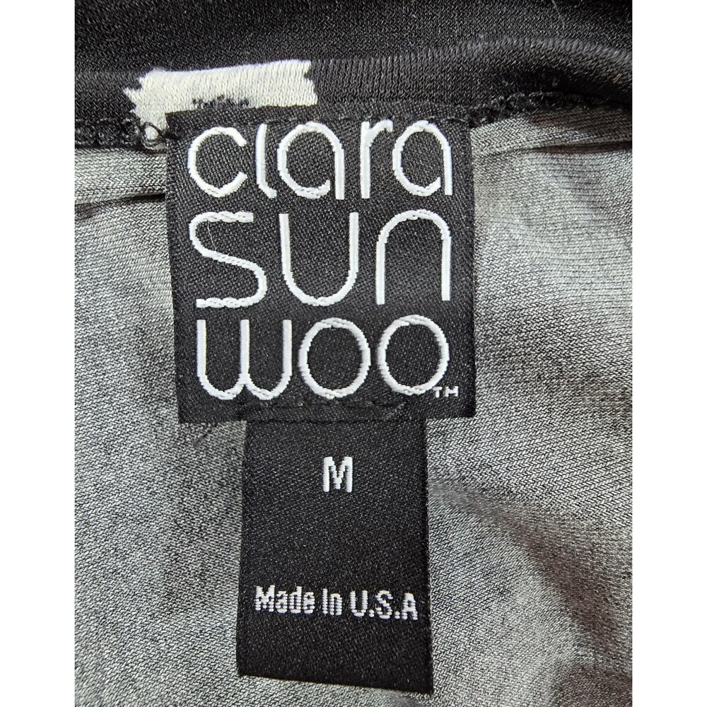 Clara Sun Woo Womens Black Asymmetrical Side Tie Blouse Floral Cherry Blossom M - Picture 9 of 11